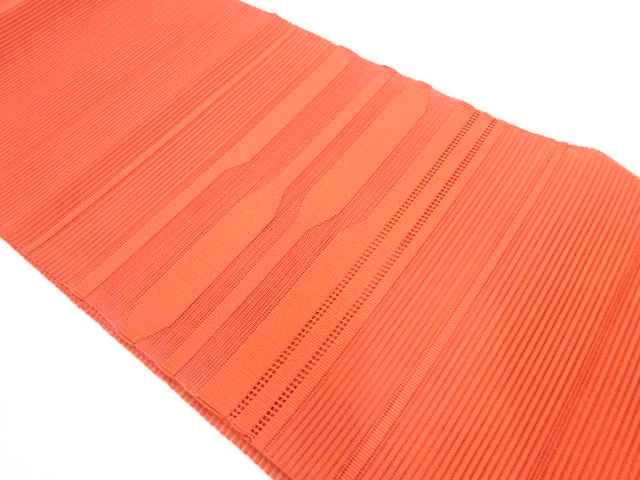 アンティーク　絽綴れ変わり横段模様織り出し名古屋帯（着用可）